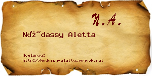 Nádassy Aletta névjegykártya